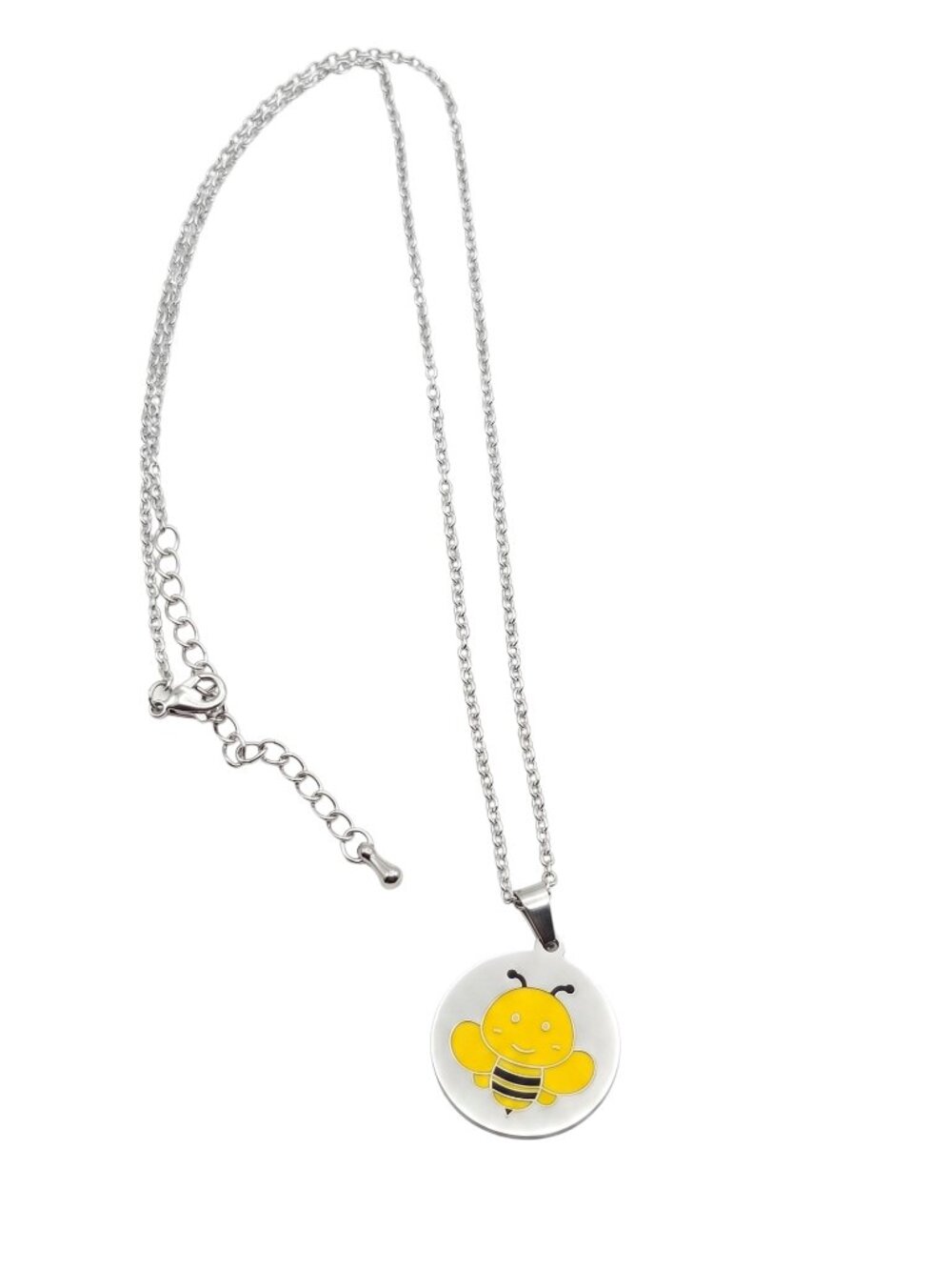 3/$20 NIP | Silver Bumble Bee Enamel Medallion Necklace Whimsical Nature Charm